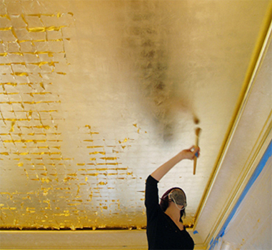 gold leaf ceiling installation